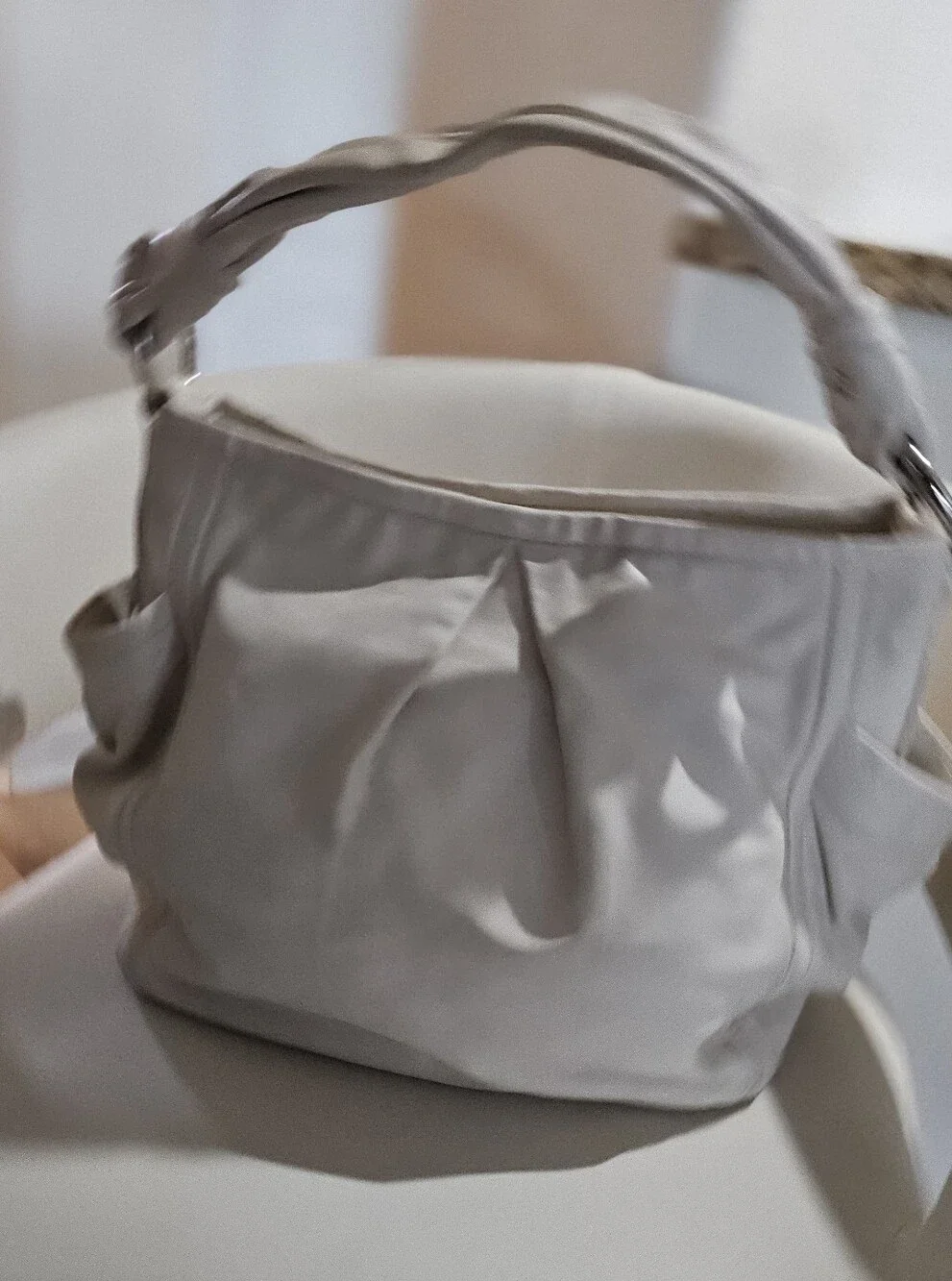 Coach 13412 White Full Grain Leather Shoulder Hobo Bag Tote Purse Silver Hardwar